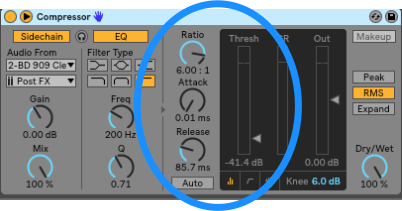 Paramètres du compresseur Ableton